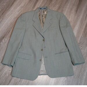 Kasper Mens 41R Blazer Pure Virgin Wool Olive Tan Micro Houndstooth Sport Coat